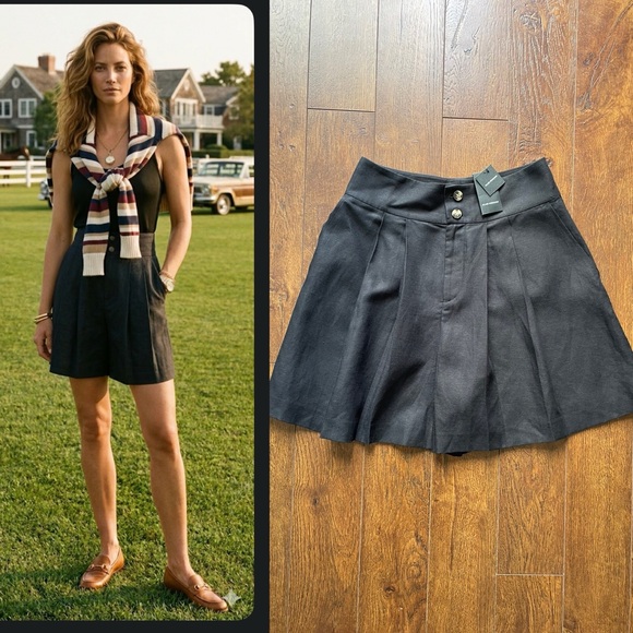 Club Monaco Pants - Large NWT Club Monaco Linen High Waist Bermuda Shorts. Sz 8. Black.